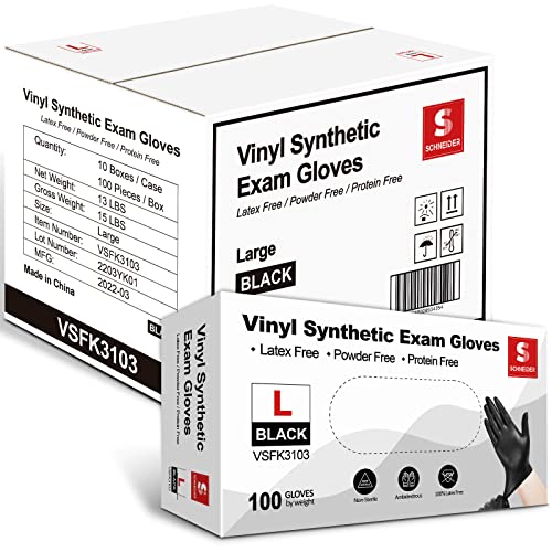 Schneider-Black-Vinyl-Exam-Gloves-4-mil-Disposable-Latex-Free-Plastic-Gloves-for-Medical-Cooking-Cleaning-100-ct-Box