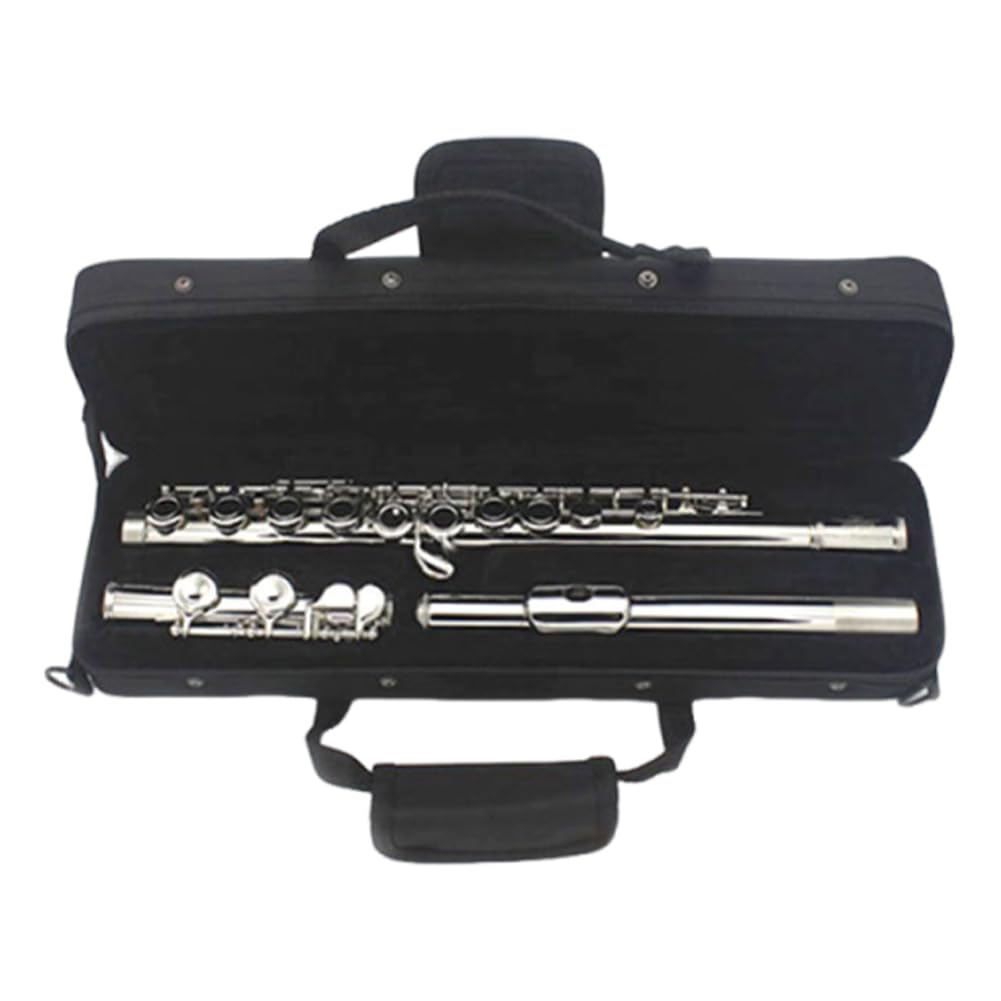 Flauta Travesera Plateada para Principiantes con Estuche Flauta de 16 Llaves en Do Instrument Estudiante