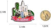 Vista 3 de Imán de madera para nevera de San Jorge Utah Utah USA Monumentos de madera 3D para decoración de recuerdos coleccionables de viaje, hecho a mano, 2