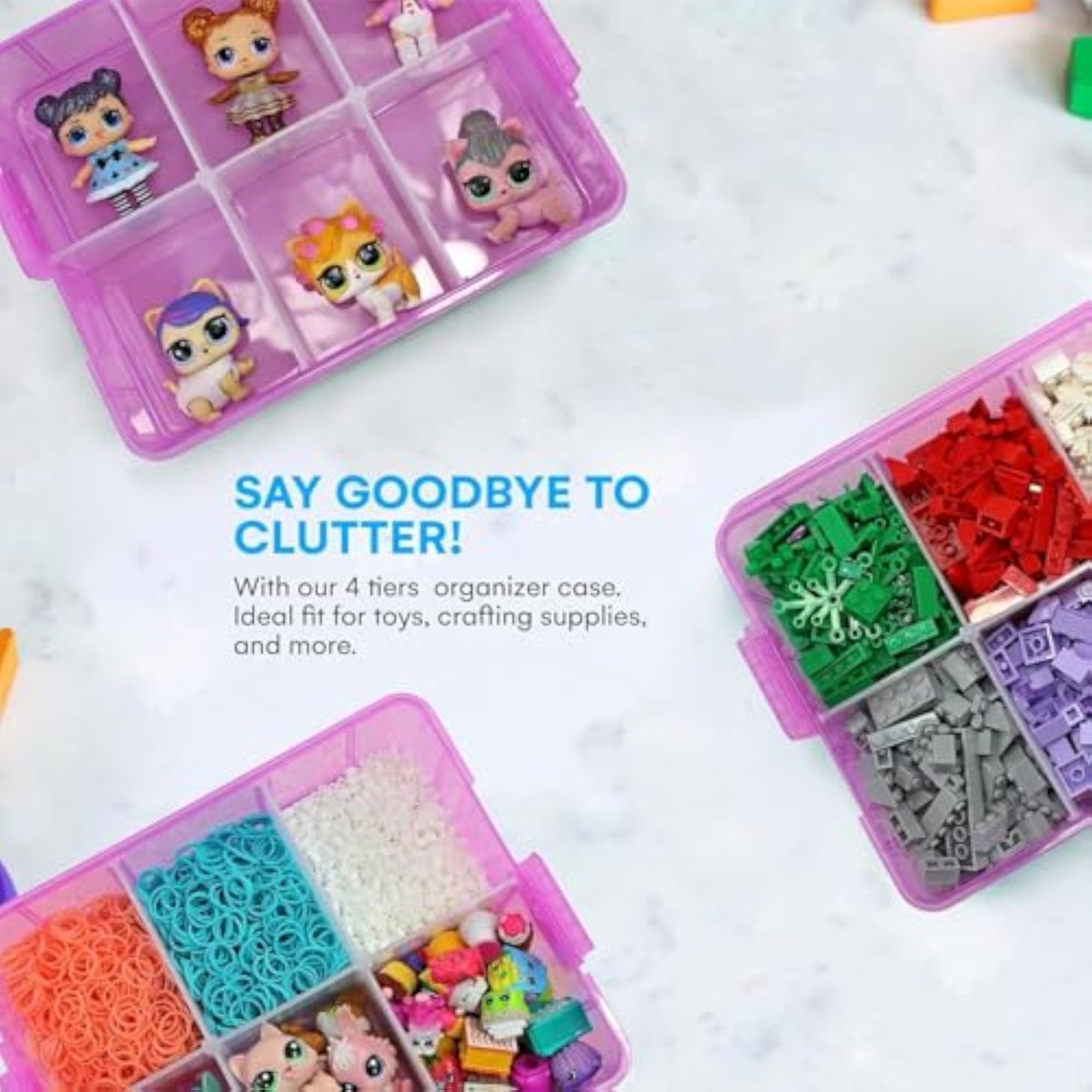 Plastic Transparent 3 Layer Jewelry Storage Box, 18 Grid Organizer
