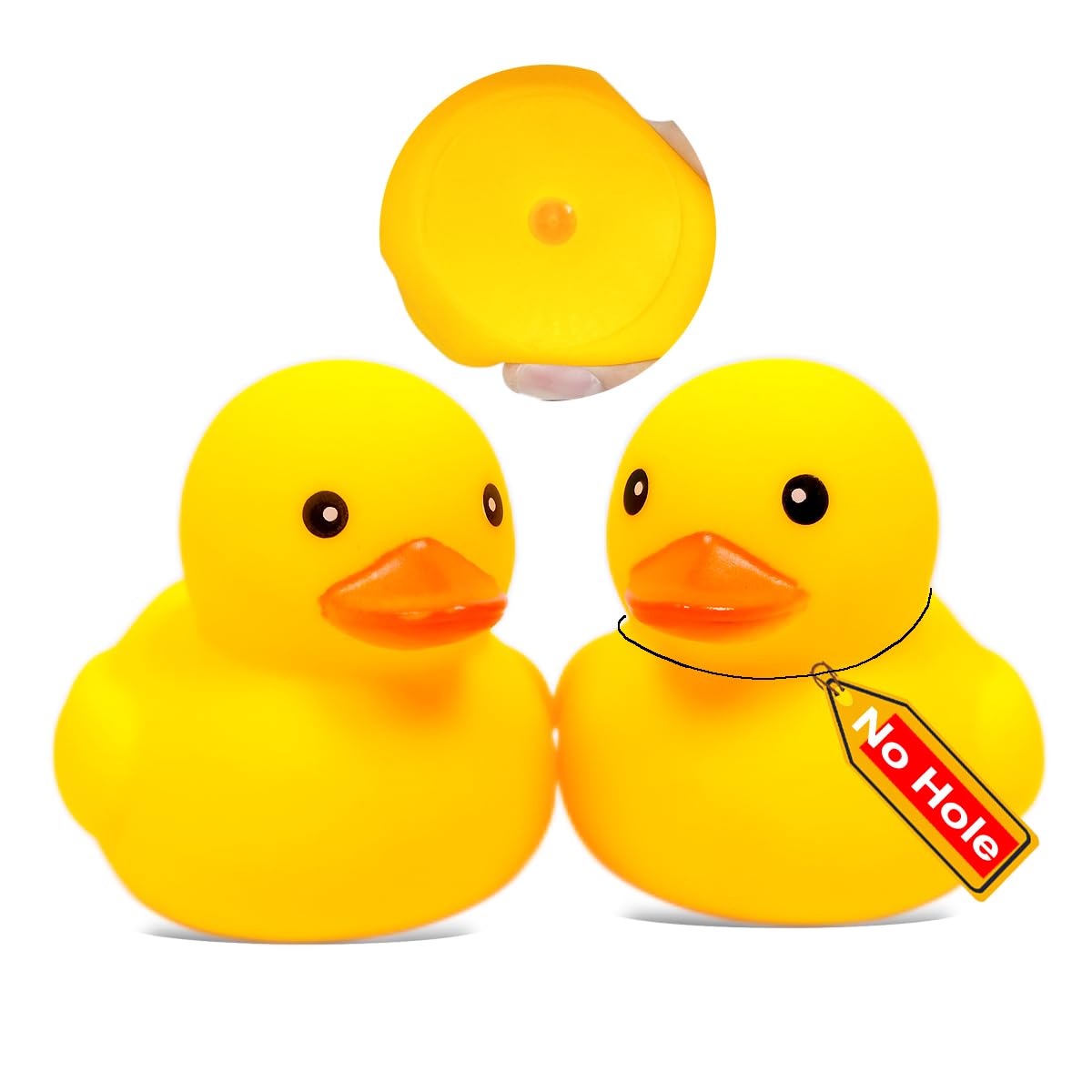 Waterproof No Squeak No Hole No Bebe Noise Kalafona 2 Pcs 3 Inch Rubber Funny Yellow Ducky Duck Bath Pool Toy Without Hole for Kid Shower Bathtub Toy Birthday Party Decor Cake Topper in Bulk — image 1