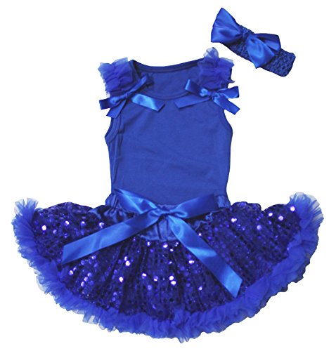 Robe unie bleu roi à paillettes pour bébé fille de 3 à 12 mois