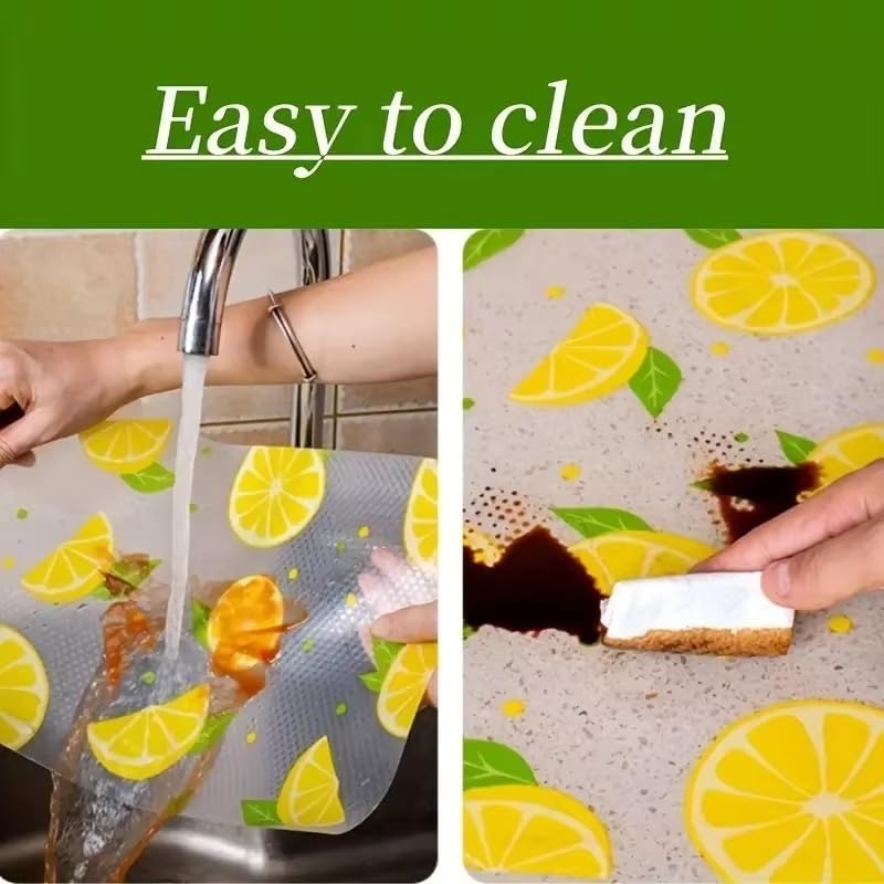 Image of EVA Food Grade Washable Anti Slip Mat /Sheet for Fridge, Shelf Liner, Table, Kitchen Drawer mat (3 Meter) (Lemon)