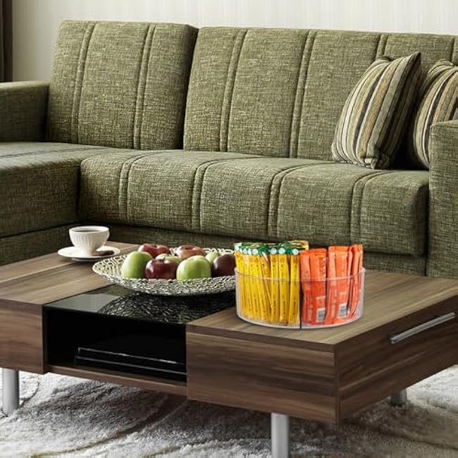 Drink Packet Organizer, Turntable Water Packet Organizer, Mix Drink Station Organizer, Pantry Organization Storage Bins for Kitchen Fridge Countertop Cabinet, 5 Parts for Snacks Packets Spices