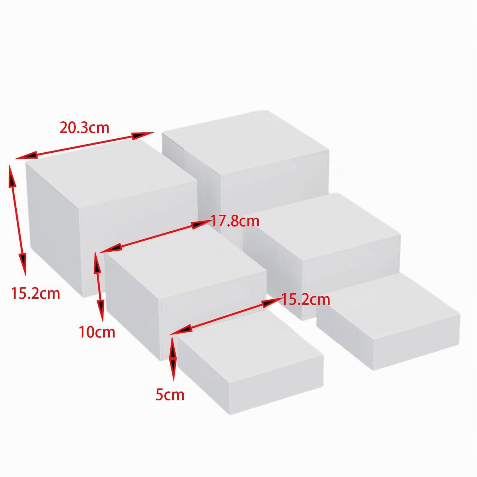 6 Pezzi Alzate per Buffet, Espositori in Acrilico Alzata per Alimenti Espositore a Cubo Alzata per Buffet a Nidificazione per Action Figure, Bianco