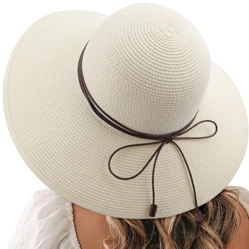 DRESHOW Beach Hats for Women Big Straw Wide Brim Summer Hat Flopp...