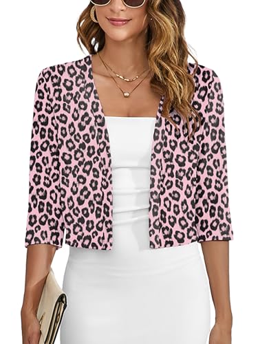 Image of Heymoments Women's Thin Shrugs 3 /4 Sleeve Lightweight Cropped Sweaters Open Front Cardigan for Dress