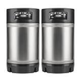 TMCRAFT New 3 Gallon Ball Lock Keg, Stainless Steel Beer Keg with Dual Rubber Handle for Home Brew- 2 Pack