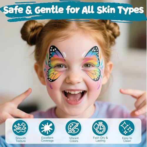 Image of Face Body Paint Oil Palette, Professional Flash Non Toxic Safe Tattoo Halloween FX Party Artist Fancy Makeup Painting Kit for Kids and Adult, 20 Colors