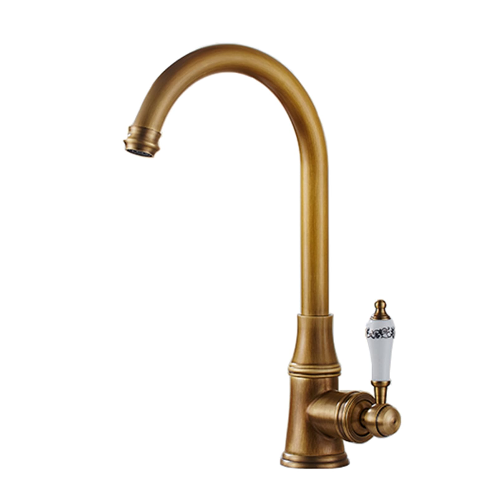 Antique Brass Kitchen Tap 360° Swivel Single Handle Sink Mixer Hole Hot and Cold