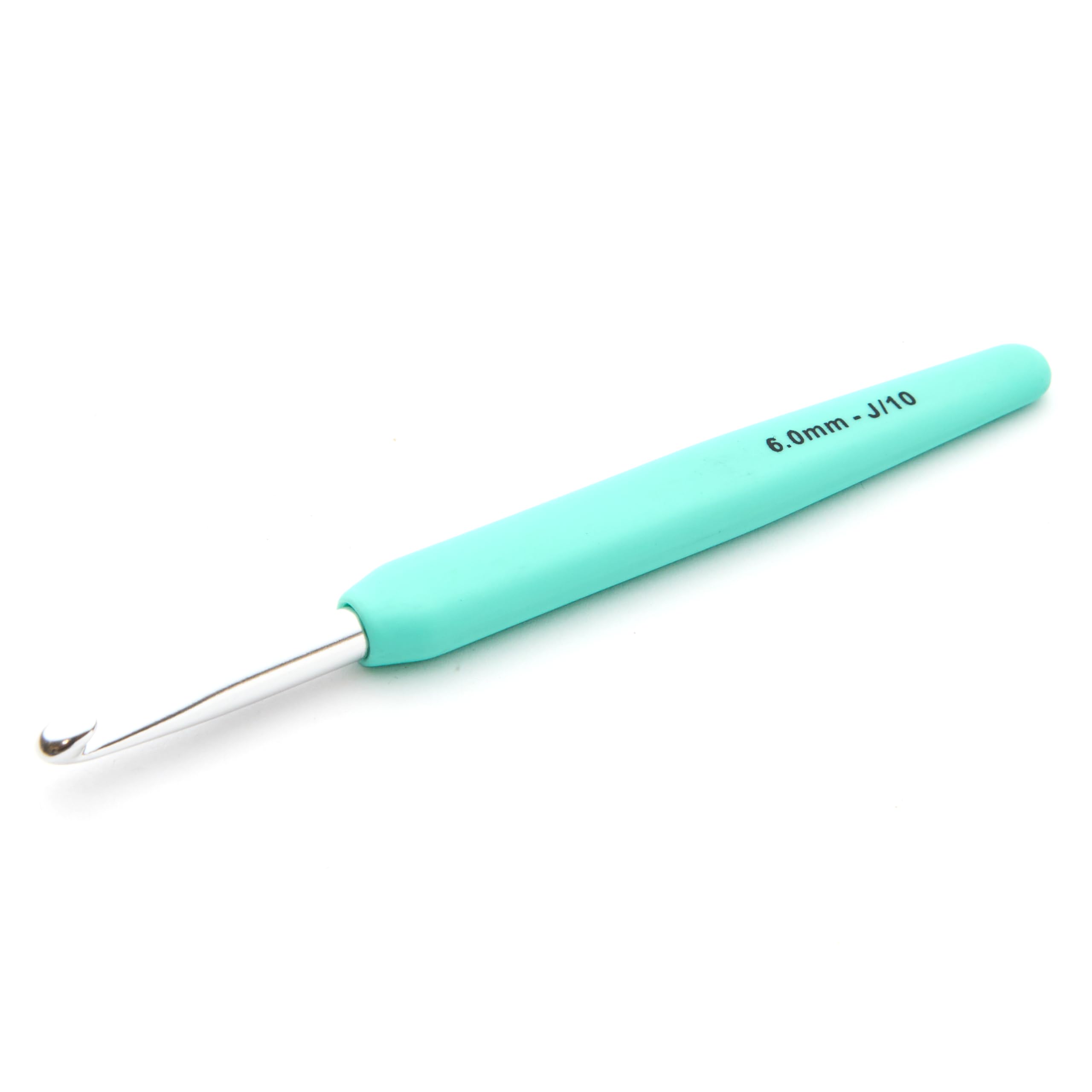 KnitPro Waves Crochet Hooks – 6mm Crochet Hook, Ergonomic Soft Handles, Soft Rubber Grip for Arthritic Hands, Light & Comfortable Crochet Needles for Knitting, Minty Teal