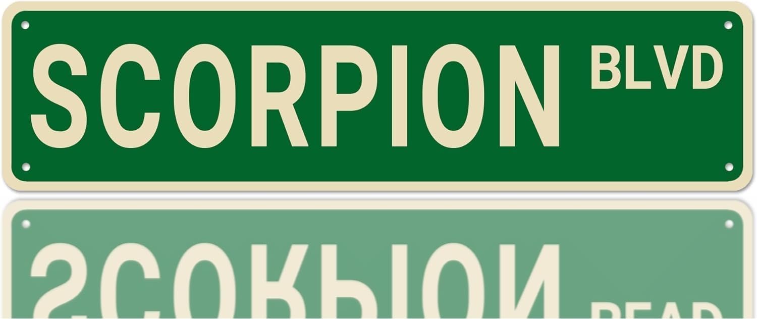 Peiyeety A005 Scorpion Blvd Street Vintage Metal Tin Sign Funny Wall Decor For Home Bedroom Man Cave Garage, Novelty Street Theme Accent For Indoor Living Areas 4X16 Inch