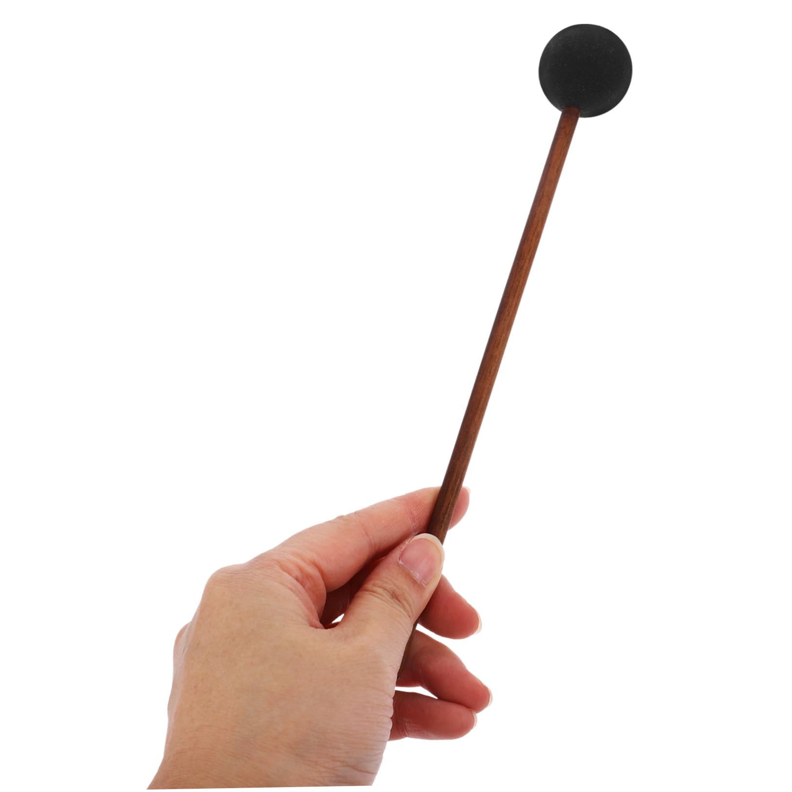 Hemobllo Mazza per Gong con Impugnatura in Legno e Testa in Silicone Nero, Effetto Suono Balena per Insegnamento Musicale e Occasioni Musicali