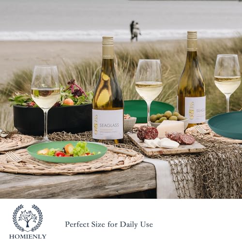 Image of Homienly Dessert & Salad Set - Unbreakable Wheat Straw Plates, 8-10 inch, Reusable (Green Series)