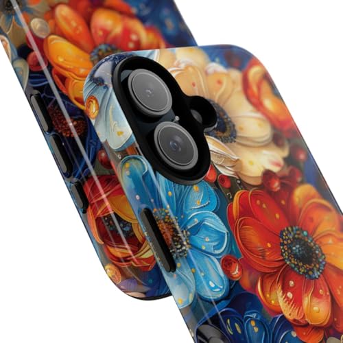Coque iPhone 16 fleur bleue abstraite pour sublimer votre style