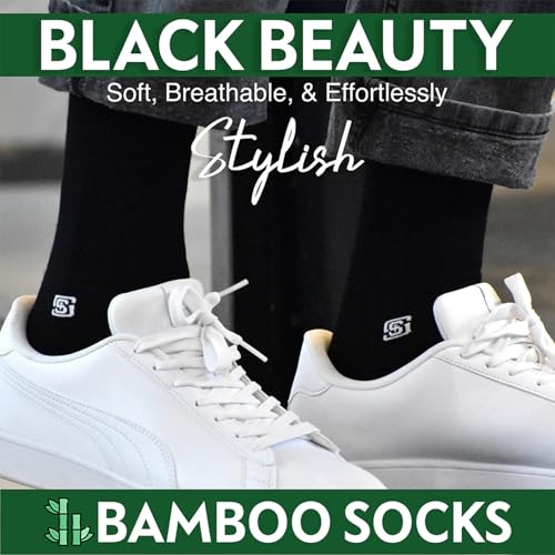 Image of The Sock Street Bamboo Crew Socks for Men Combo | Full Calf Length Premium Bamboo | Odour-Free, Breathable & Durable | Cushioned Base & Anti-bacterial | 3X Softer than Cotton Socks | Pack of 3