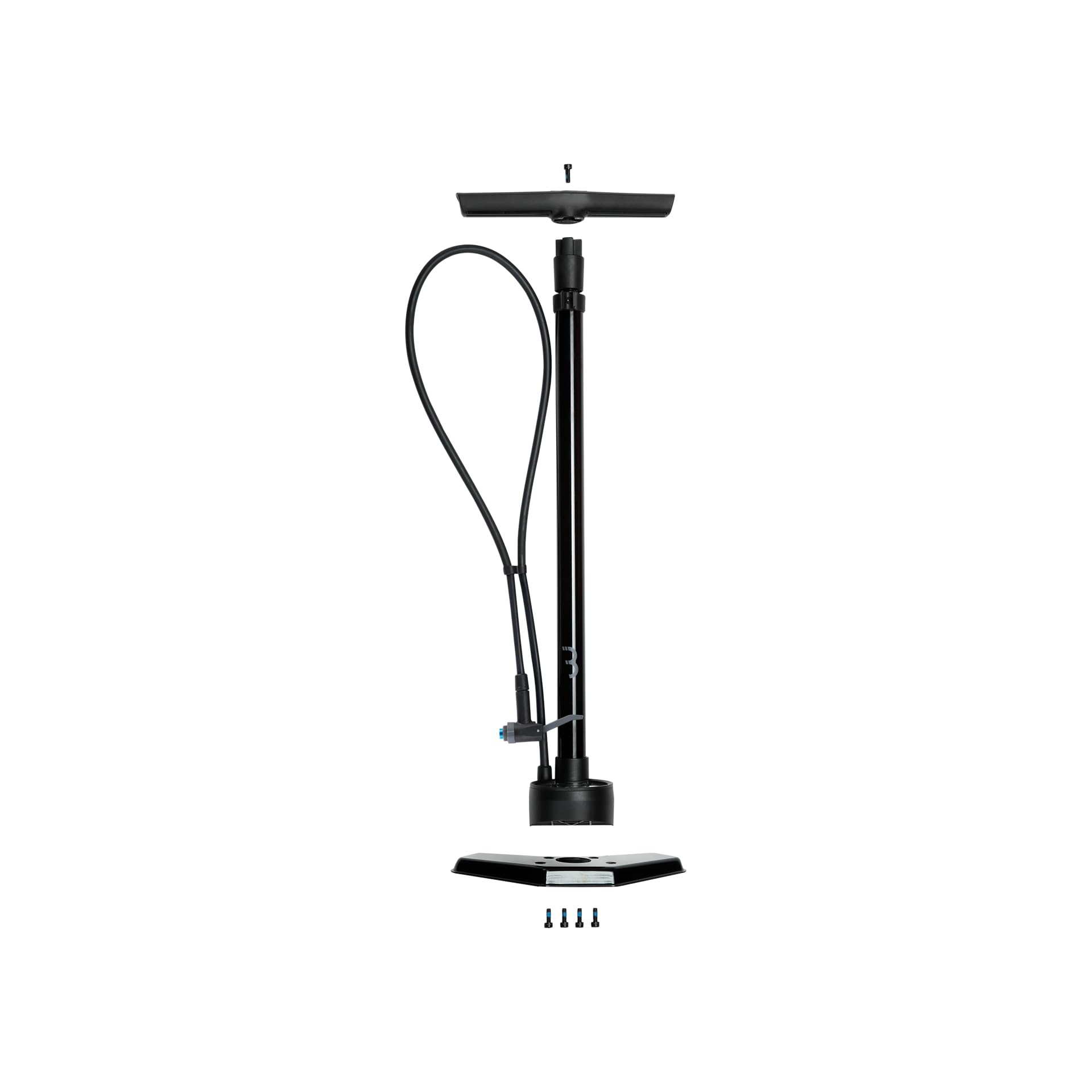 BBB Cycling AirSmart Fahrradpumpe mit Druckanzeige | Starke und präzise Standpumpe | Kompatibel mit Presta, Schrader und Dunlop | 120 cm Hochdruckschlauch aus Gummi | Schwarz | BFP-42