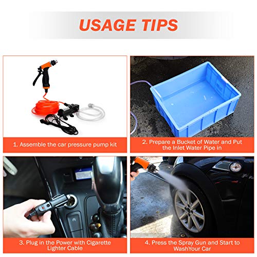 Pindex Wasserpumpe 12 V Selbstansaugend mit Wasserspritzpistole 100 W, Membranpumpe 12 V für Wohnmobil Camping Boot Wohnwagen Auto Reinigung