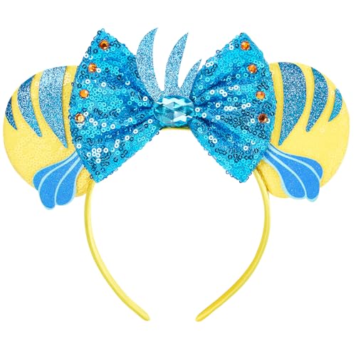 HAMUTH Mouse Ear Mouse Ear Headband for Women Girls Adult Sequin Bow Hair Band for Party Trip Parks Costume Cosplay Essentials.