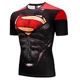 Hero Cosplay t Shirt Men's Gym Shirt Sports Compression Shirt (Red, XX-Large)