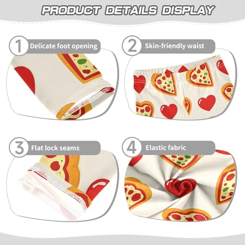 ALAZA Girls' Leggings Children's Yoga Pants Skinny Printed Dance Heart Pizza Comfortable 4T2