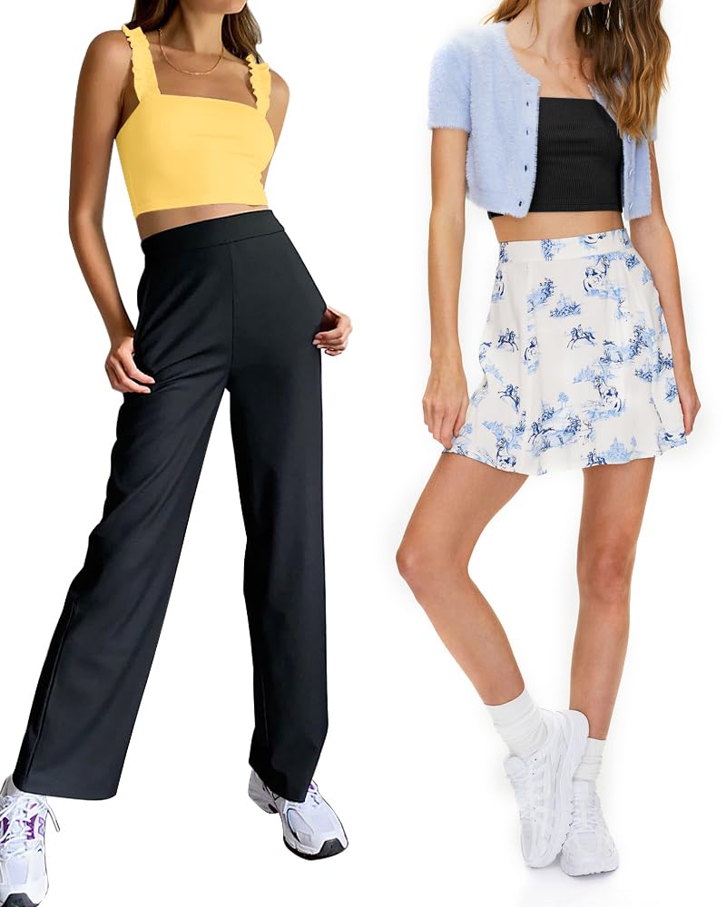 Tシャツ・カットソー [NEVY]Sharopy Frill Crop Sleeveless [2 COLOR] Women Girl Collar Short Sleeve Striped Crop Top T Shirt