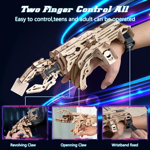 COWVTUJ ARMPAL Mechanical Claw Model Kit 3D Wooden ClawBot Puzzle for Adults and Teens Self-Assembly Robot Arm Building Kits to Build Laser-Cut Wooden Puzzle Mechanical Toy Realistic Robot Toy Gifts - Image 3