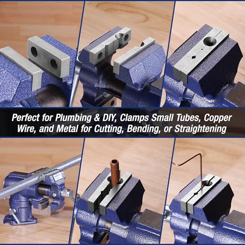 Image of WORKPRO Dual Jaws Table Vise 2.5 inch & 1.5 inch, 360 Swivel Clamp-On Bench Vise | Multi-Purpose Vice for Workbench, Portable Small Vise, Table Clamp Bench Vise with Anvil for Woodworking, Metalworking, DIY
