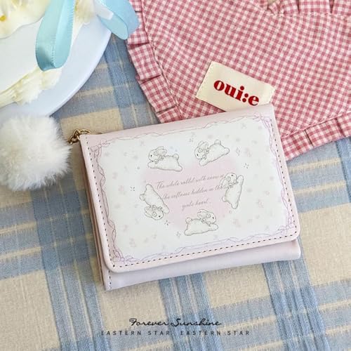 JHTPSLR Juminocore Wallet for Women Teen Girls Cute Bunny Credit Card Holder Coquette Wallet PU Leather Wallets Juminocore Aesthetic Small Size (Pink)4