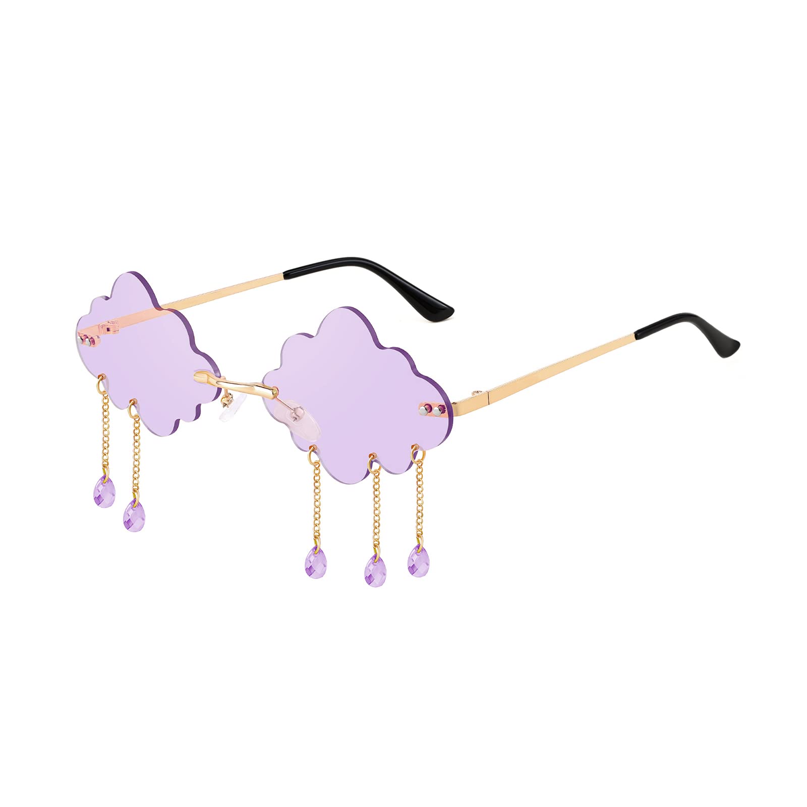 FEISEDYRetro Dripping Cloud Shaped Tassel Sunglasses Rimless Women Funny Party Disco Eyewear B2834