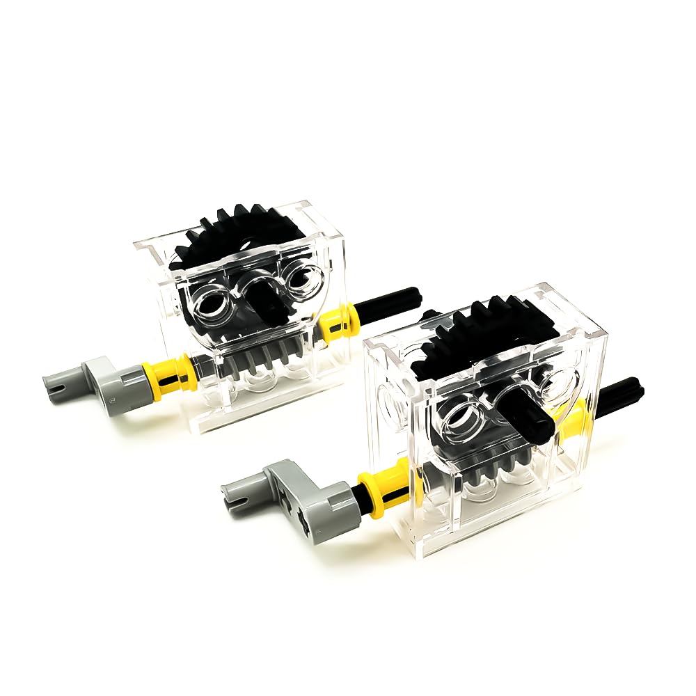 2 Set of Technic Trans-Clear Gearbox Assembly Kits Compatible with Lego Technic Trans-Clear Wormbox Gear Motor Reducer Block Mindstorms Robotics ev3 NXT Transparent Robot Power Functions 6588-image-45
