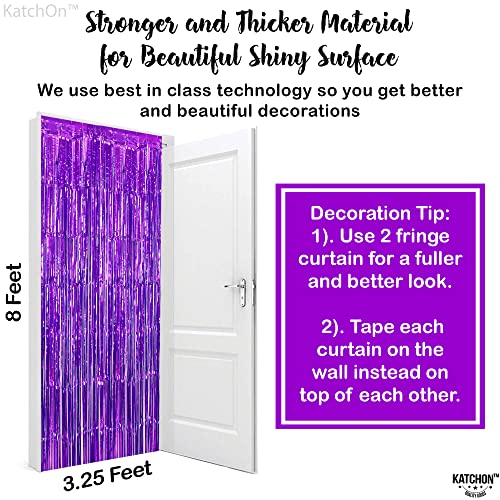 Image of KatchOn, Metallic Purple Foil Fringe Curtain 3.2x8 Ft, Pack of 2 | Streamer Backdrops for Purple Birthday Decorations, Mermaid Birthday Decor for Home | Backdrops for Graduation Decorations 2026
