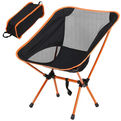 Livhome Folding Camping Chair, Strong Sturdy Portable Chair with Carry Bag, Backpack Camp Chair Ultra lightweight for Travel, Hiking, Festivals, Garden, Fishing, Beach and BBQs (Orange/Black) Livhome Folding Camping Chair, Strong Sturdy Portable Chair with Carry Bag, Backpack Camp Chair Ultra lightweight for Travel, Hiking, Festivals, Garden, Fishing, Beach and BBQs (Orange/Black)