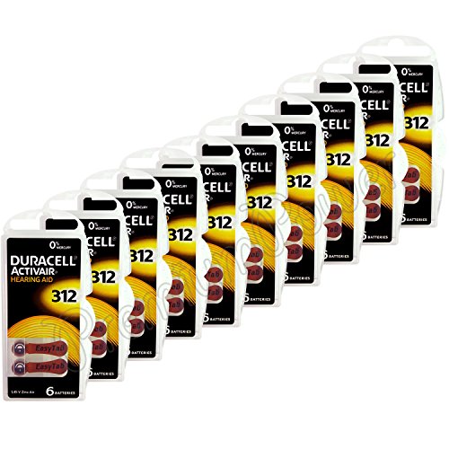 Duracell Hearing Aid Batteries Size 312 pack 60 batteries