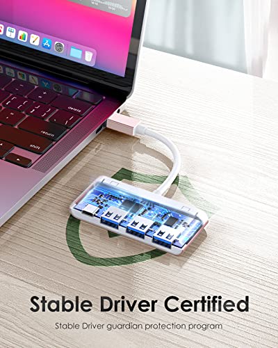 4-in-1 Hub USB C con 3 USB 3.0, Ricarica Rapida PD 100W, Adattatore per MacBook Pro 2024-2016, Mac Air, iPad Pro Air, iPhone 16 Plus Pro Max, Surface Pro 9 (C13se, Oro Rosa) - Hub USB - Immagine 4