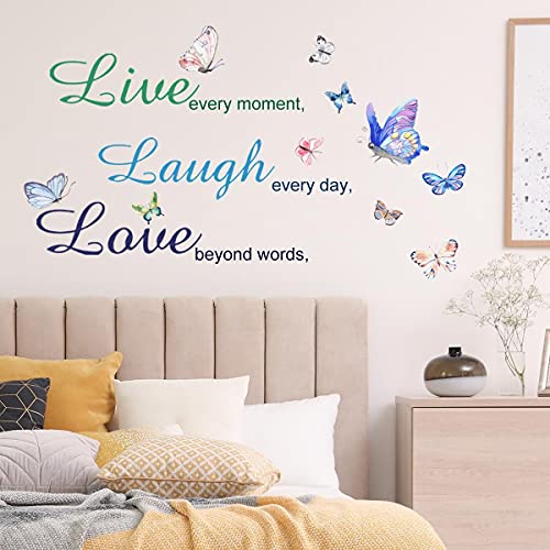 Stickers Muraux Papillon Et Floral Sticker Inspirée Art Mot Décoration Murale pour Salon Chambre Salle De Bains Armoire Meubles Cover