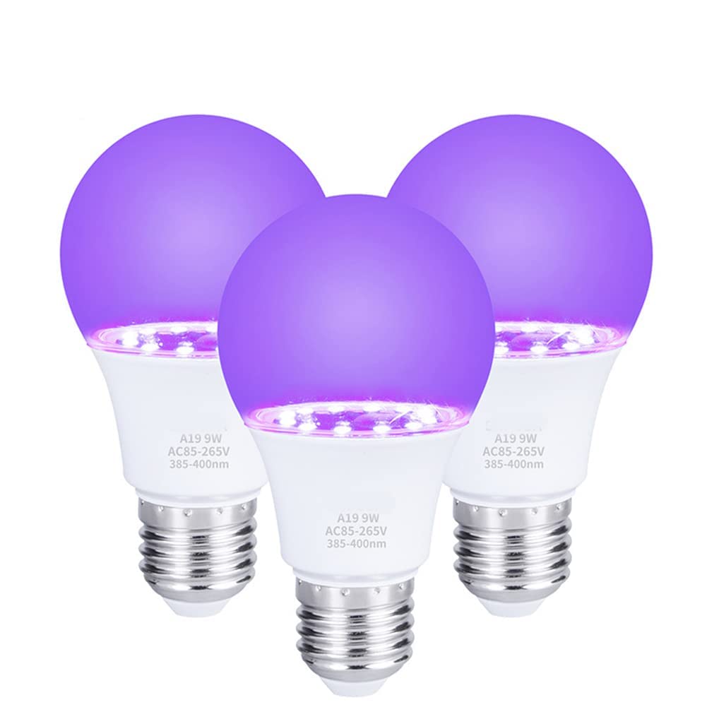 ASDNN UV LED Black Light Fixtures, 9W Portable Black Light Lamp UV Purple LED Fixture for UV Poster, Ultraviolet Curing, DJ Party, 2 Pack, Halloween Lights