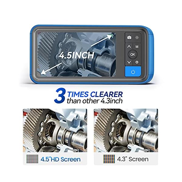Teslong Endoskopkamera,1080P HD Digital 5M Endoskopkamera mit Licht 8mm Inspektionskamera 4,5 Zoll LCD-Bildschirm IP67… – Bild 5