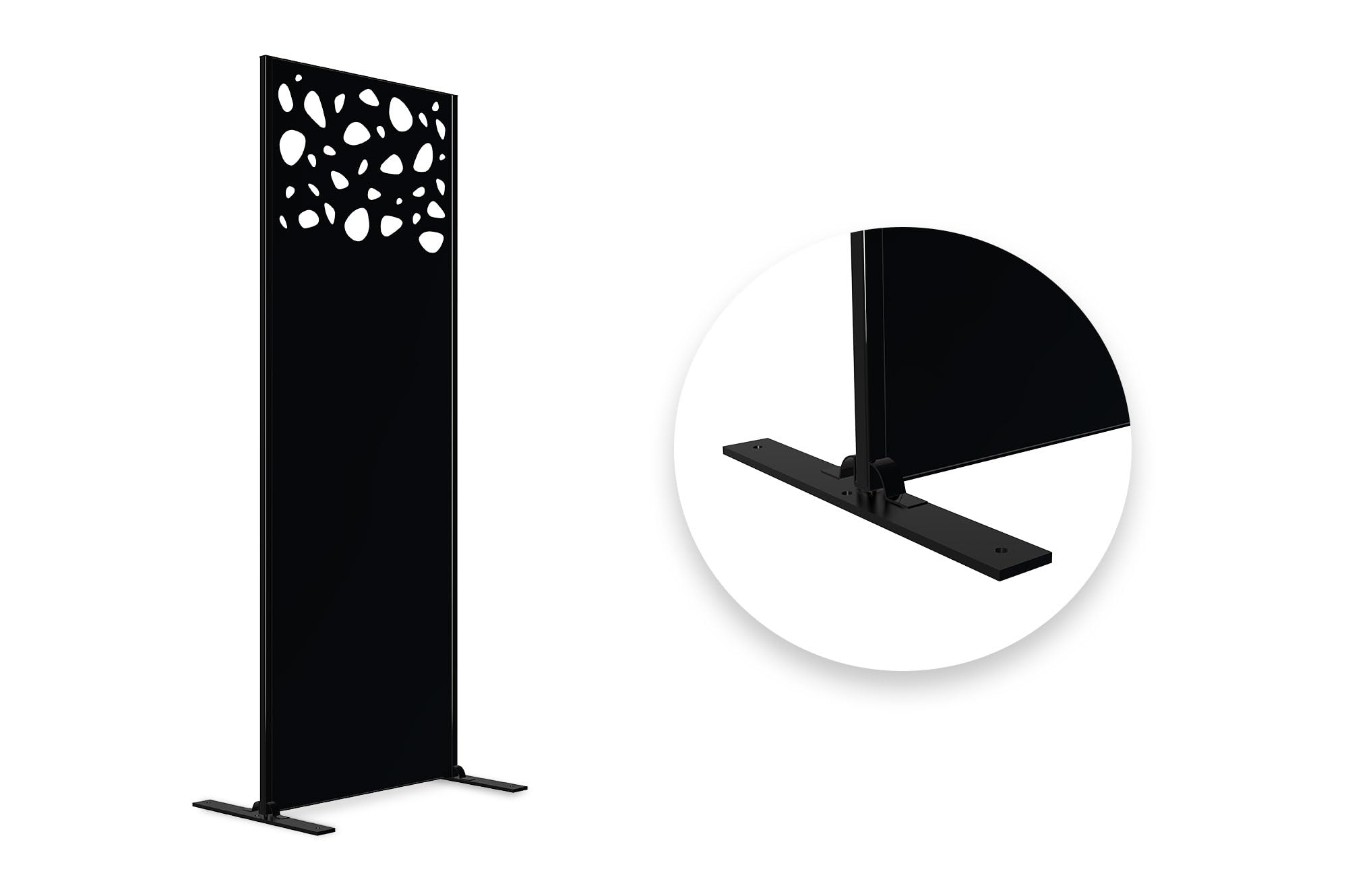 Casanoov Panneau Décoratif SUNNY 1,6x0,60m Acier Noir – Motif Galets Partie Haute Élégant et Moderne – Écran Intimité Extérieur Occultant Durable Installation Rapide Clôture Jardin Terrasse 160x60cm