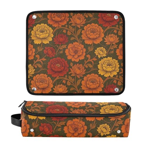 Bolsa de viaje para herramientas de cabello con almohadilla resistente al calor para plancha y accesorios William Morris flores Peony miniatura 3