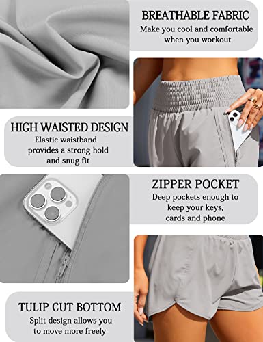 Image of BMJL Women's Athletic Shorts High Waisted Running Shorts Pocket Sporty Shorts Gym Elastic Workout Shorts