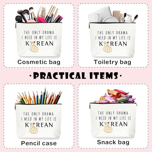 Korean Drama Gifts for Women, Funny Korean K-Pop Drama Cosmetic Makeup Bags, Birthday Christmas Unique Gift for Daughter Sister Teen Girl, Korean Finger Heart Zipper Pouch Bag. (048)3