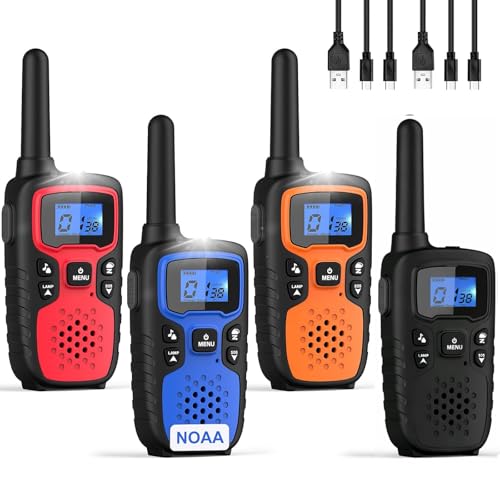 Image of Wishouse Walkie Talkies for Adults Long Range-Handheld 2 Way Radios Rechargeable,Hiking Accessories Camping Gear Xmas Birthday Gift for Kids with Lamp,SOS Siren,NOAA Weather Alert,Easy to Use 3 Pack