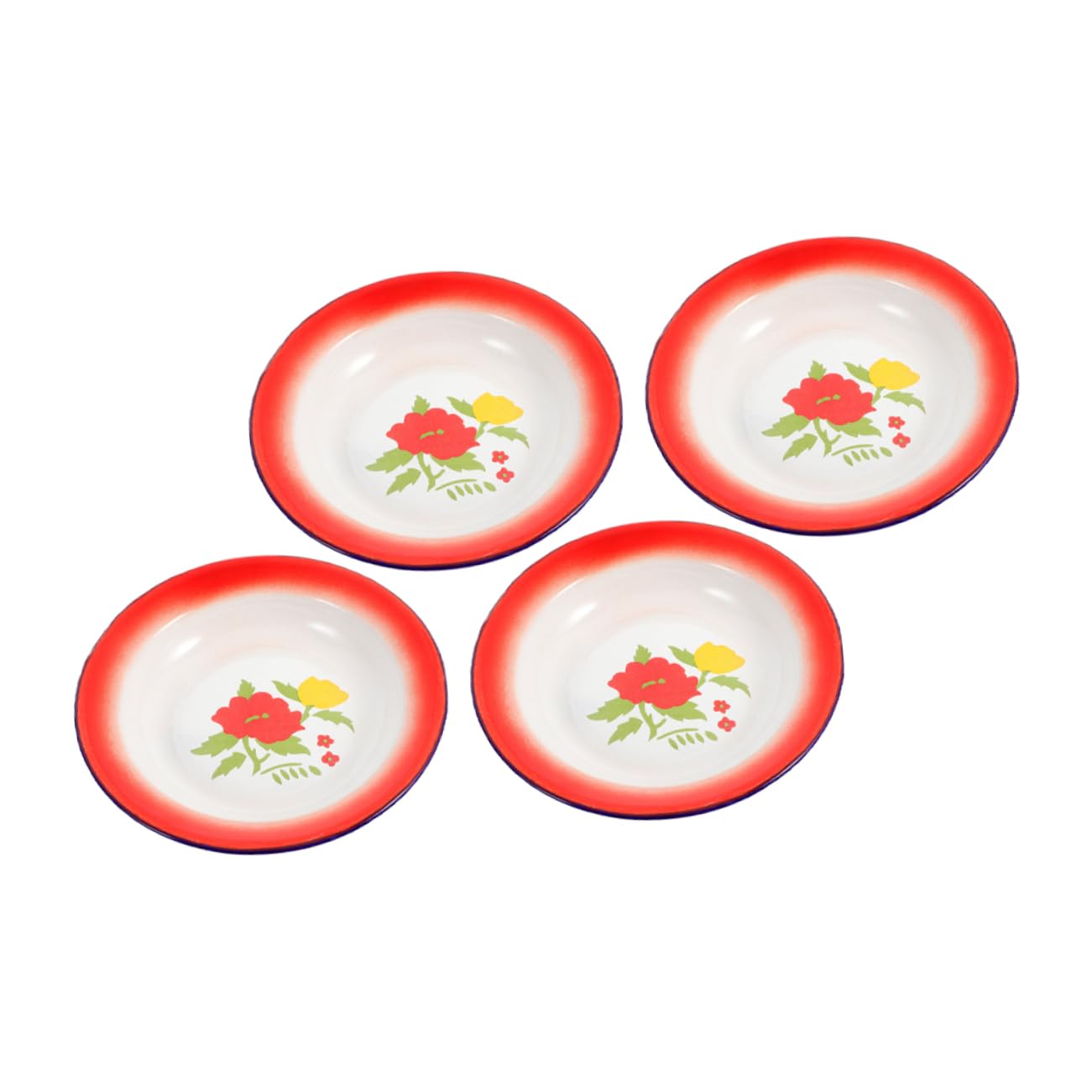 Garneck Enamelled Dishes Set 4pcs Retro Style Plates Thicken Enamelware Tray for Hot Pot Barbecue Camping
