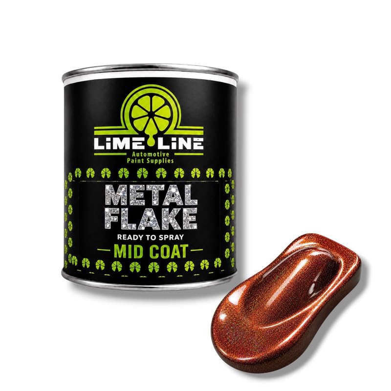 LiME LiNE Automotive Metal Flake Midcoat - No Reducer Needed (Orange Iridescent, 1 Pint)