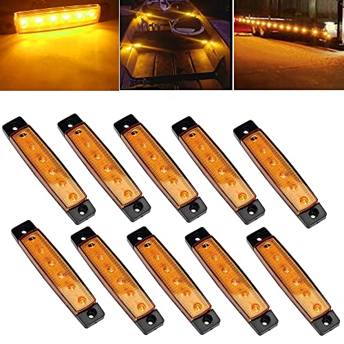 NBWDY 10Pcs 3.8'' Amber Side Marker Lights,Truck Front Side Marker Lights,Trailer Indicators lights,LED Rock Lights, Car Underglow Lights,LED wheel Lights for Turck Trailer Lorry Golf Cart RV UTV ATV