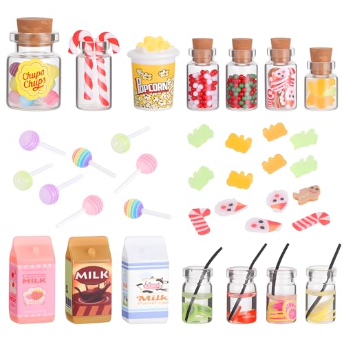 Zocipro 14Pcs Comida y Bebida en Miniatura, Mini Juguetes de Alimentos para Niños, 1:12 Decoración de Casa de Muñecas para Niñas y Niños a Partir de 3 Años, Mini Kit de Juguetes de Cocina