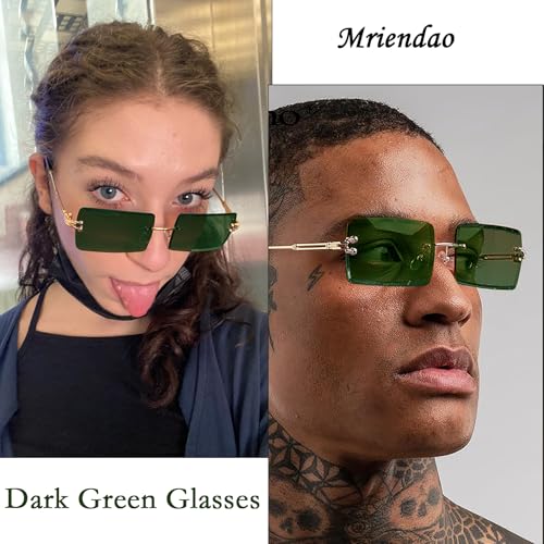 Image of Rectangle Sunglasses for Women Men Fashion Retro Rimless Frameless Tinted Lens Sun Glasses Shades 2026 Stylish