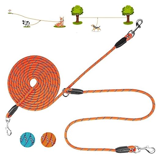 XiaZ Dog Tie Out Cable for 2 Dogs, 15FT/20FT/30FT Portable Dog Trolley Runner for Camping, Reflective Dog Tether Rope for Small Dogs Medium Dogs