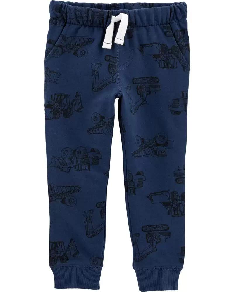 Carter's Baby Construction Pull-On French Terry Joggers, Navy, 6m
